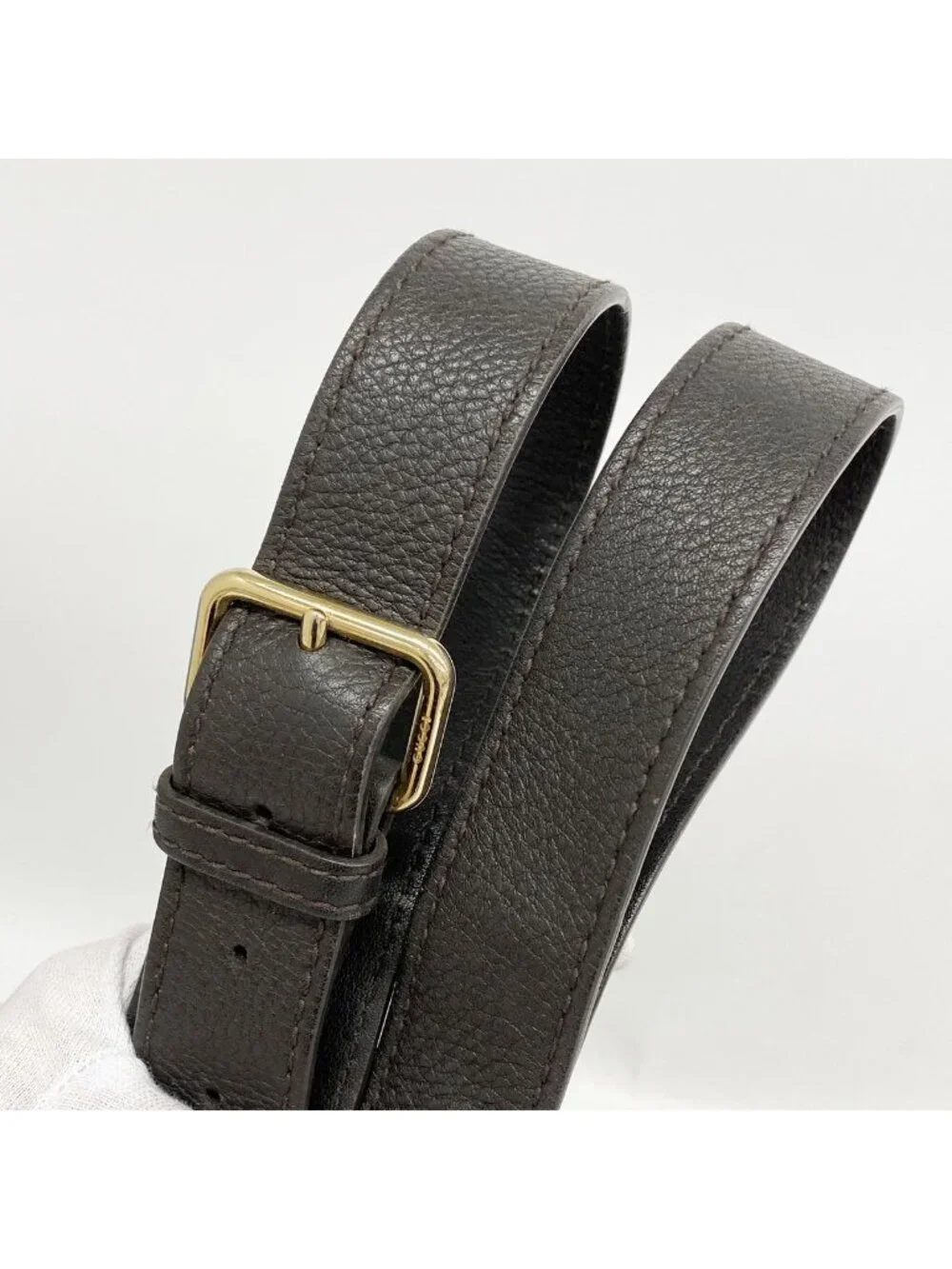 Gucci Shoulder Bag Guccissima Leather Dark Brown Champagne Gold